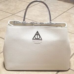 Loungefly Harry Potter Elder Wand Crossbody/Handbag White Deathly Hallows Raffia